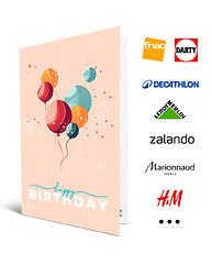 Carte de vœux 2 en 1 Happy Birthday Ballons
