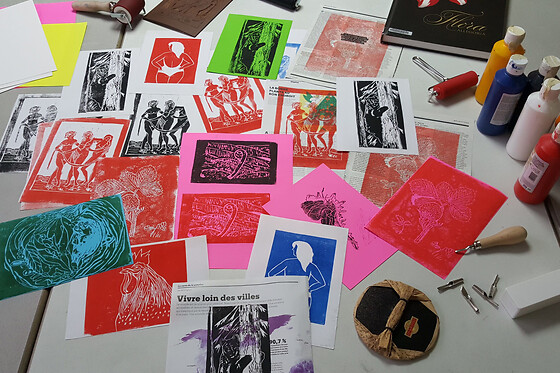 Atelier découverte linogravure à Paris 20ème
