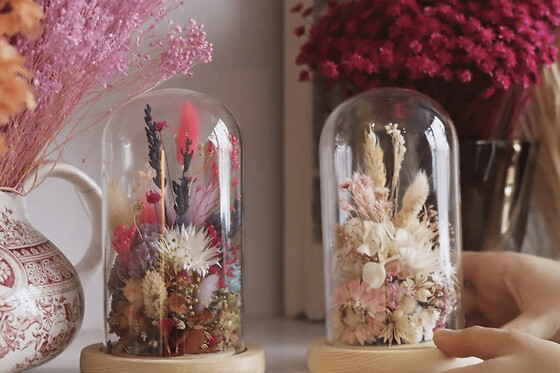 Atelier fleurs séchées sous cloche à Paris 11ème