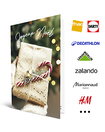 Carte de vœux 2 en 1 Joyeux Noël Cadeau