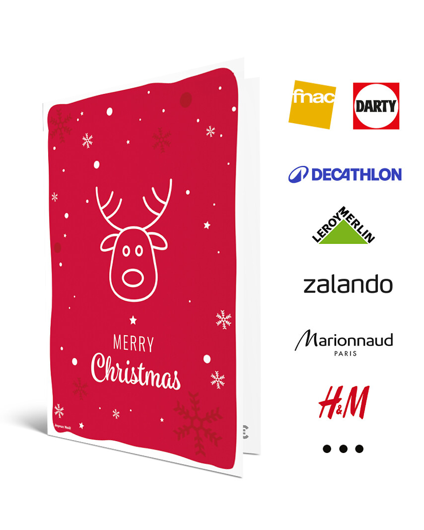 Carte Merry Christmas Renne - Format Carte de vœux
