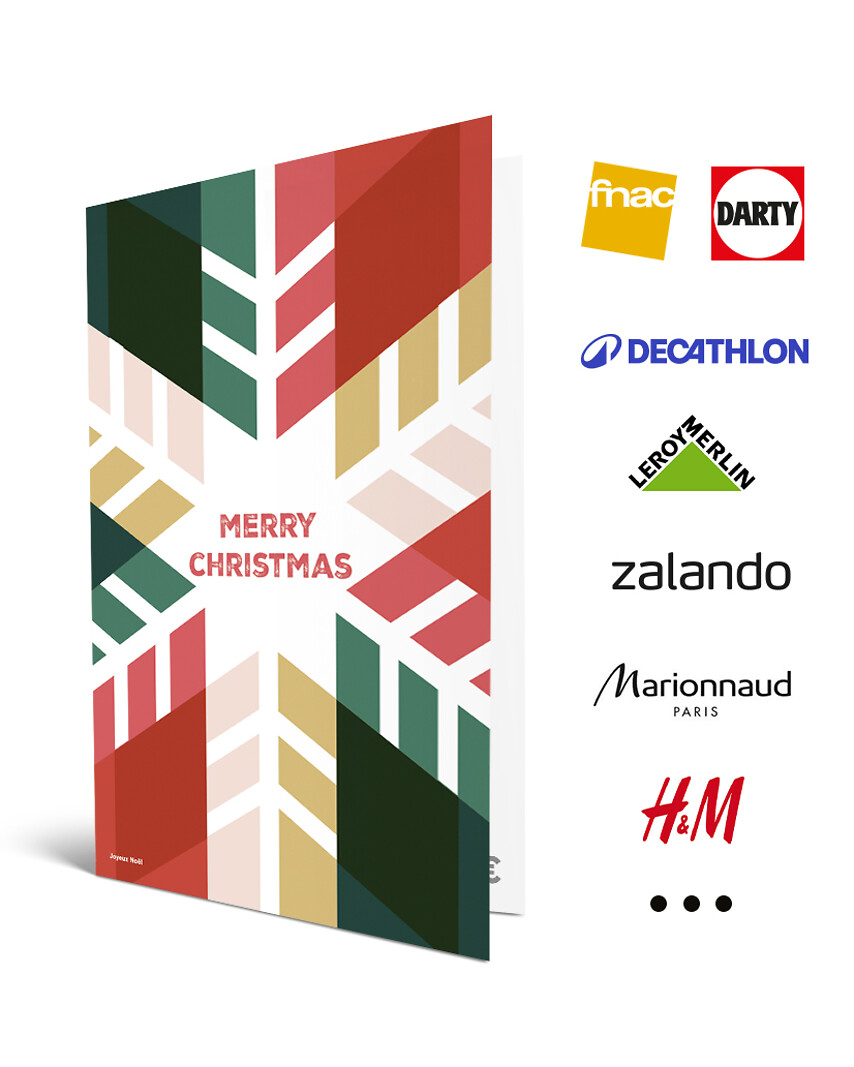 Carte de vœux 2 en 1 Merry Christmas Flocon