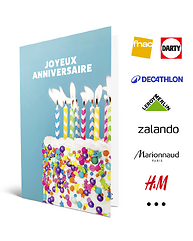 Carte de vœux 2 en 1 Joyeux Anniversaire Bougies