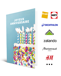 Carte de vœux 2 en 1 Joyeux Anniversaire Bougies